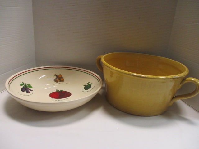 Large Pimpinelli (Italy) Glazed Stoneware 2-Handle Bowl and CIC (Portugal) (1 of 7)