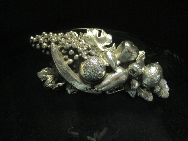 Vintage Italian Glass Centerpiece Bowl with Silverplated Base - 3