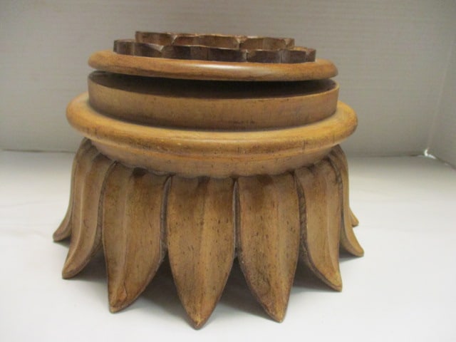 Decorative Carved Wood Tabletop Flower: 10" x 6 1/2"