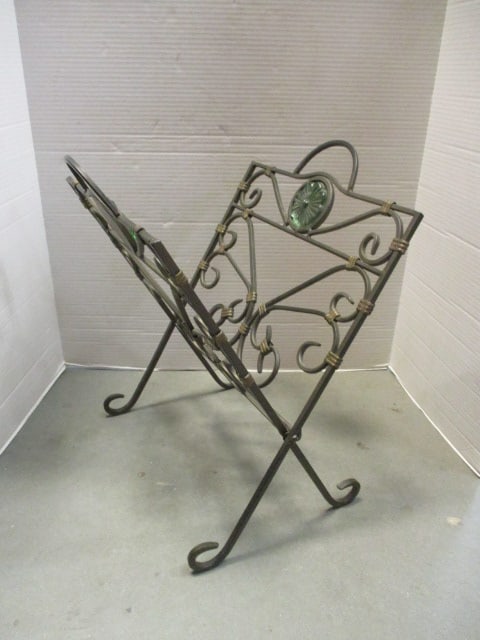Wrought Iron Magazine/Book Rack: 14" x 13 1/2" x 17"