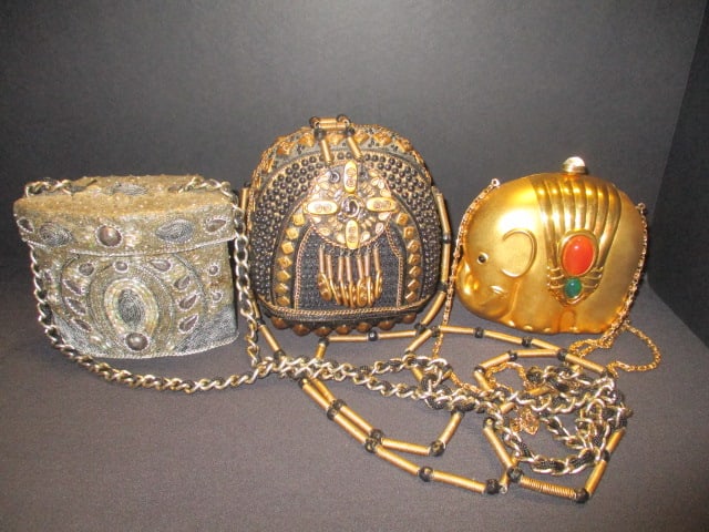 Collection of 3 Clamshell Evening Bags: see pictures and preview for selection and condition