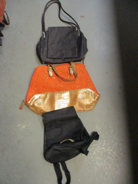 Lot of 3 Nylon and Suede Purses - DKNY, Rene, and Million Wishes: .