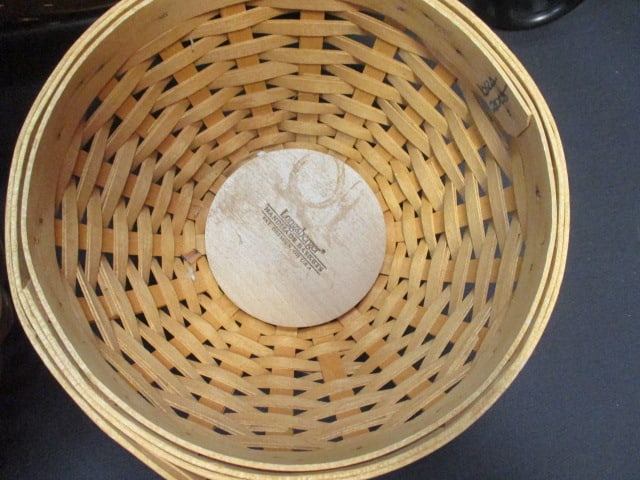 2 Longaberger Round Baskets and 1 Bread Basket with Wrought Iron Holder - 3