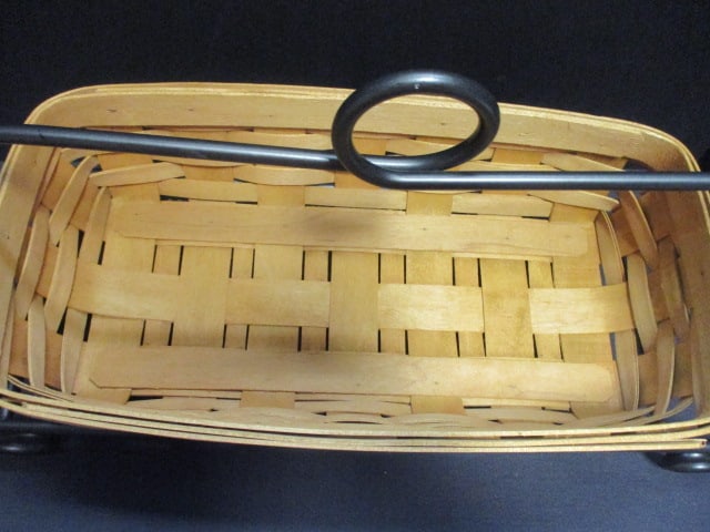 2 Longaberger Round Baskets and 1 Bread Basket with Wrought Iron Holder - 5