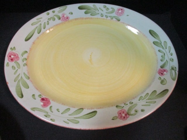 2 Home by Bizzarri (Italy) Handpainted Stoneware Pottery Serving Platters - 2