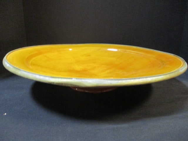 Pier 1 Stoneware Pottery Glazed Centerpiece Bowl: 16" x 3 1/4", marked "not for food use"