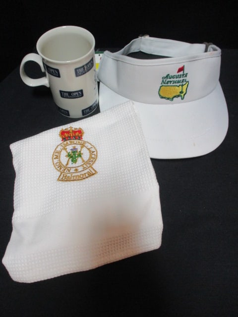 New with Tag "Augusta National" Visor, "Balmoral" Towel, and "The Open: St. Andrews" Cup