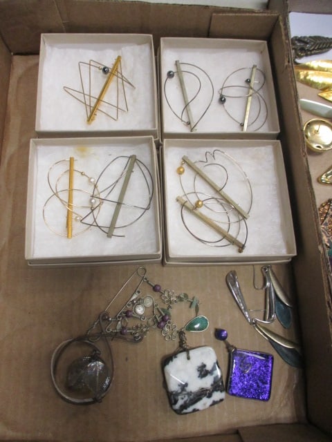 Grouping of Artisian Pins, Earrings, and Pendant Jewelry (1 of 5)