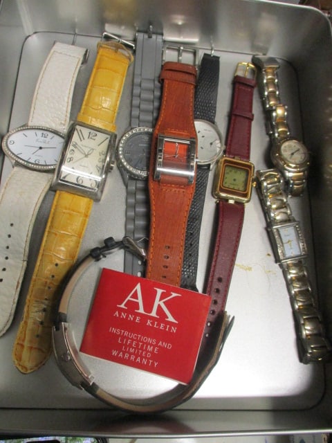 9 Ladies' Fashion Watches - Anne Klein, Guess, Geneva, etc.: see pictures and preview for selection and condition