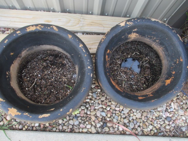 2 Painted Stoneware Pottery Planters - 2