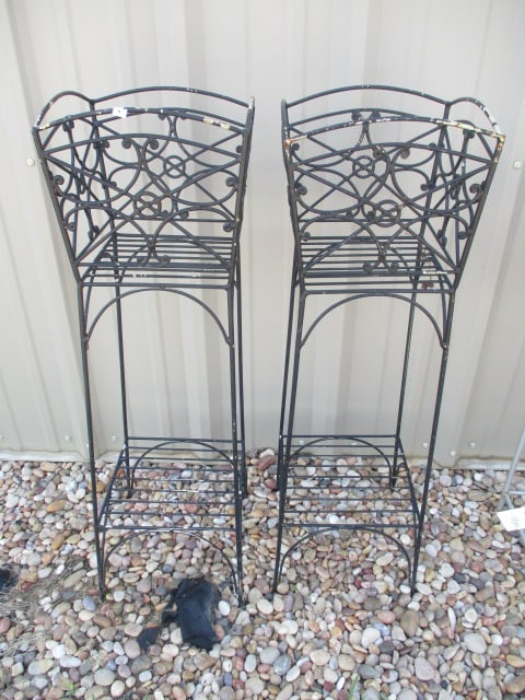 Pair of Wrought Iron Plant Basket Stands (1 of 4)
