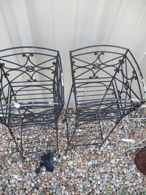 Pair of Wrought Iron Plant Basket Stands - 2