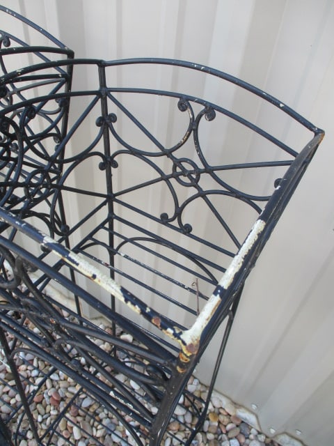 Pair of Wrought Iron Plant Basket Stands - 3