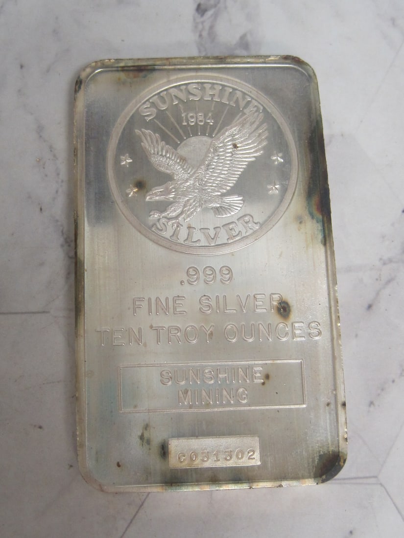 10 Troy Oz. .999 Fine Silver Bar from Sunshine Mining: .