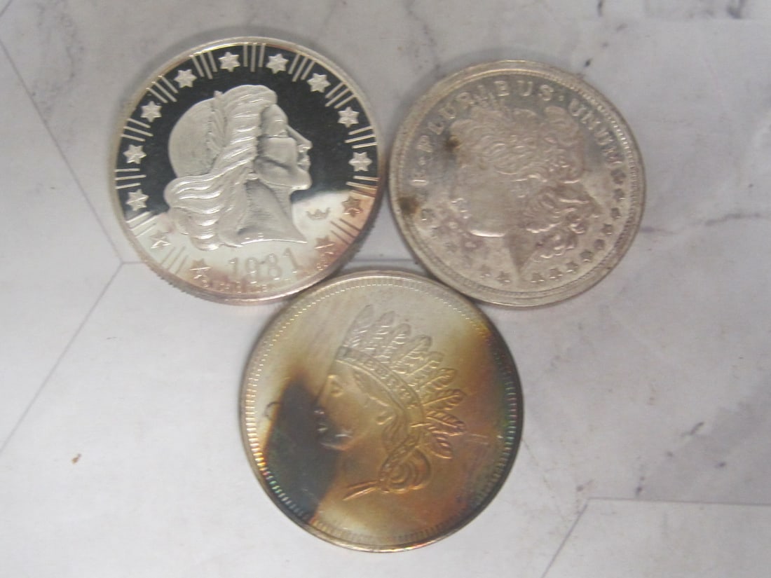 Lot of 3 One Troy Oz. .999 Fine Silver Rounds: .
