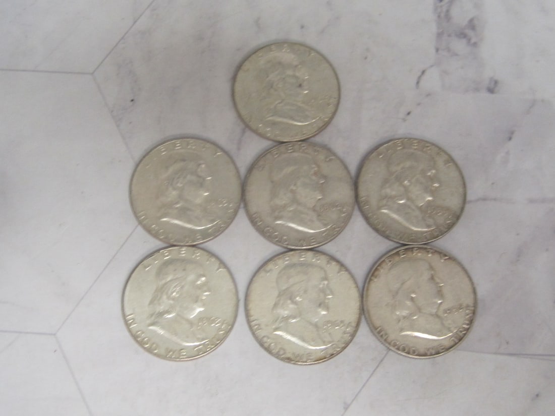 Lot of 7 Franklin Half Dollars (1 of 4)