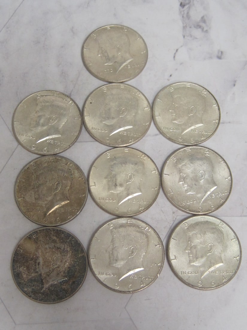 Lot of 10 1964 Kennedy Half Dollars (1 of 4)