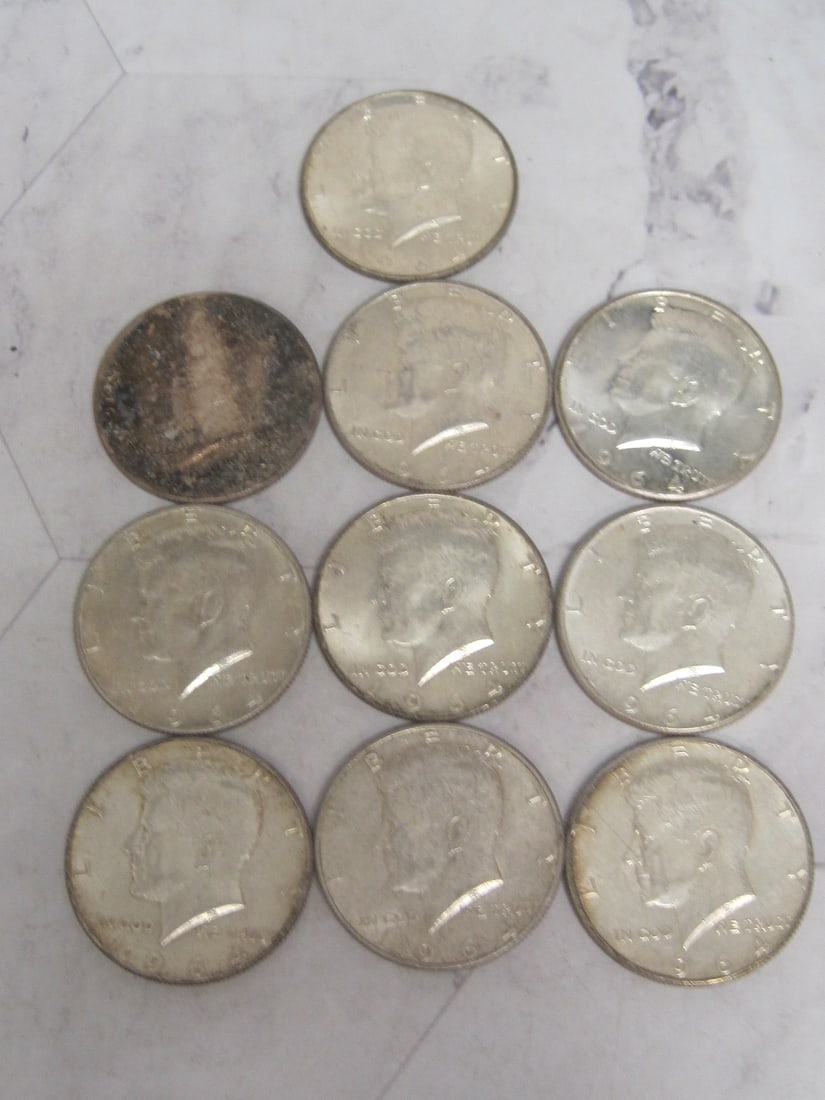 Lot of 10 1964 Kennedy Half Dollars (1 of 4)