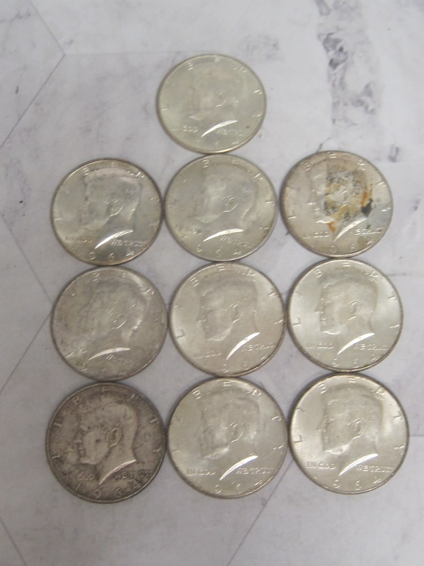 Lot of 10 1964 Kennedy Half Dollars (1 of 4)
