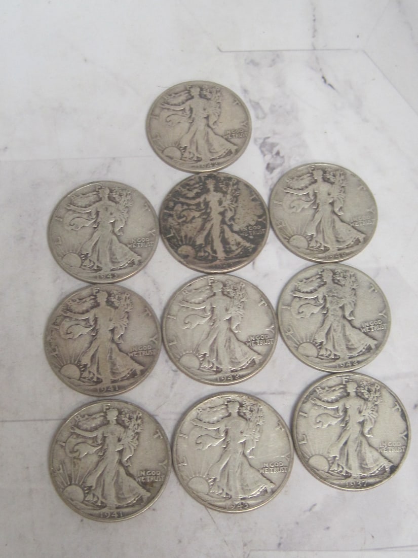 Lot of 10 Walking Liberty Half Dollars (1 of 4)