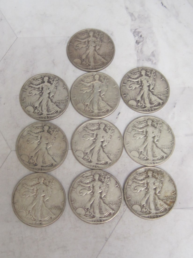 Lot of 10 Walking Liberty Half Dollars (1 of 4)