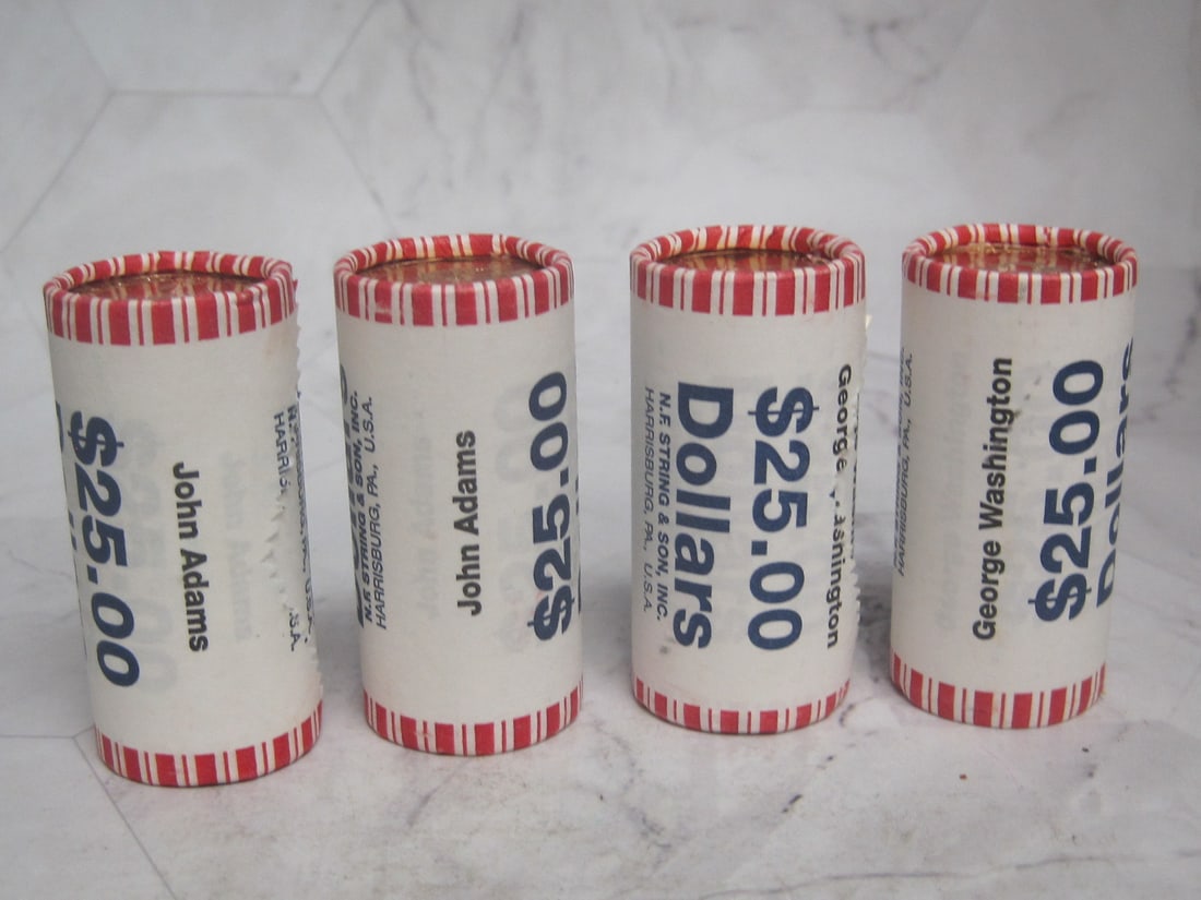 Lot of 4 $25 Rolls of President$1 Coins (1 of 3)