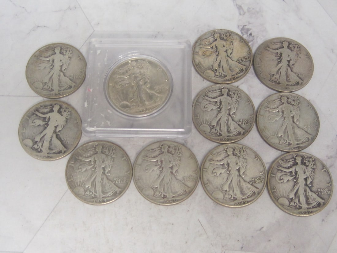 Lot of 11 Walking Liberty Half Dollars (1 of 4)