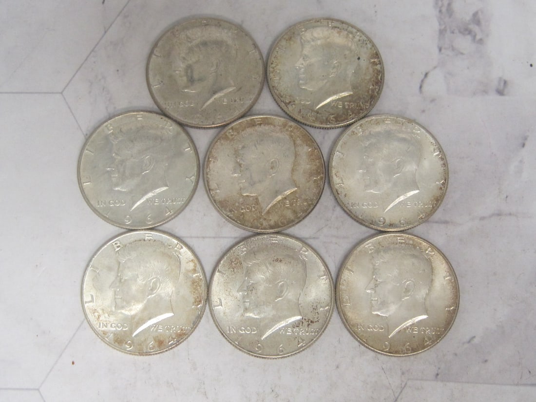 Lot of 8 1964 Kennedy Half Dollars (1 of 4)