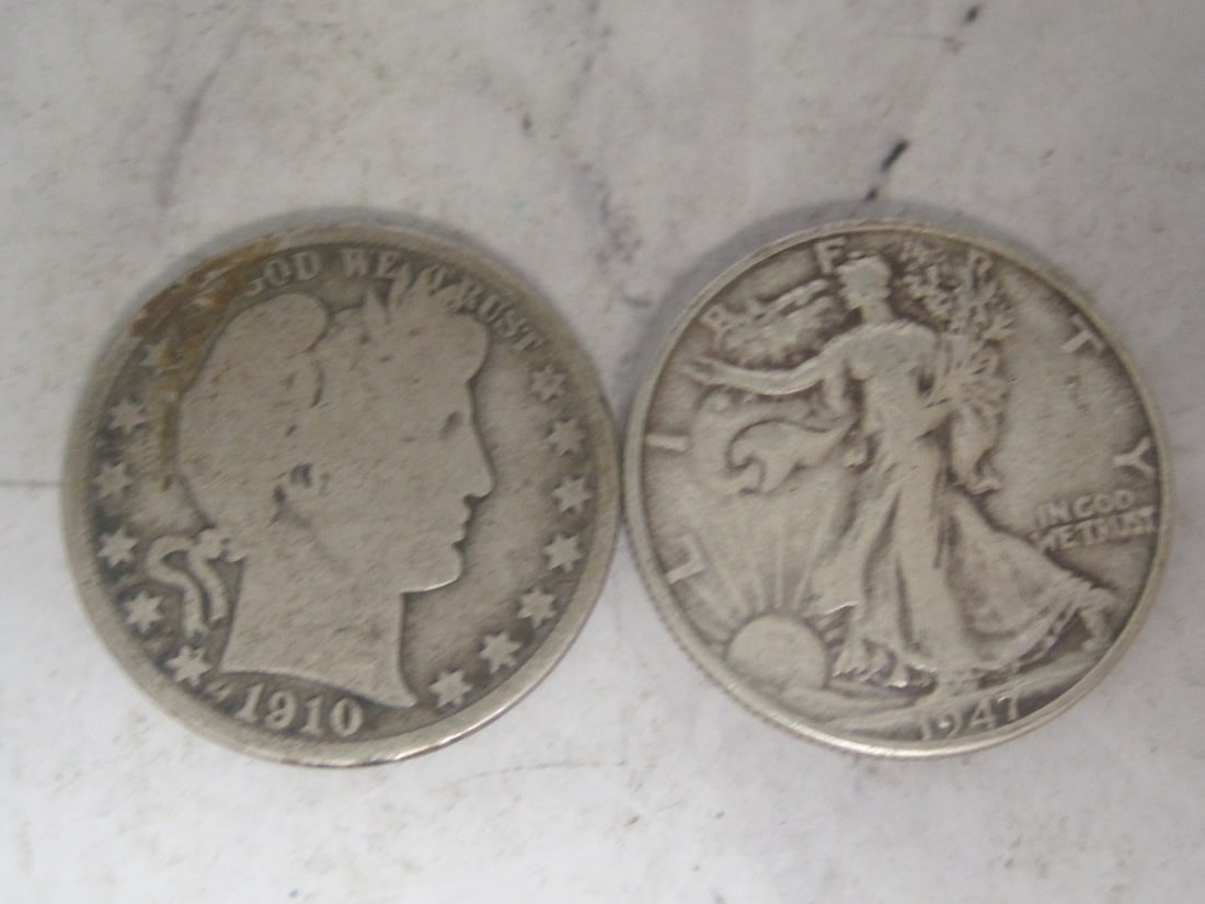1910 Barber & 1947 Walking Liberty Half Dollars: .
