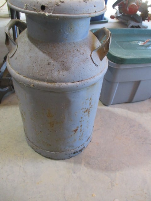 Old Painted Milk Can: 24"h