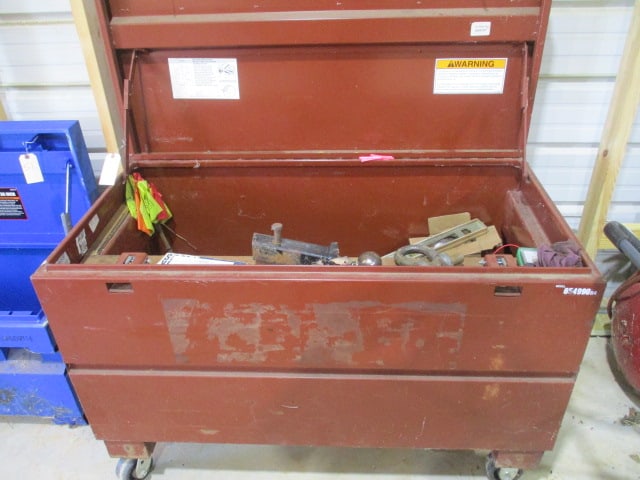 Job Box with Contents: 48" x 24" x 24", has casters, see pictures and preview for contents, Local Pickup Only