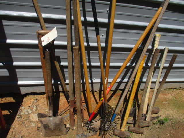 Grouping of Yard Tools-Shovels, Axes, Hammers, Post Hole Diggers, etc.: see pictures and preview, Local Pickup Only