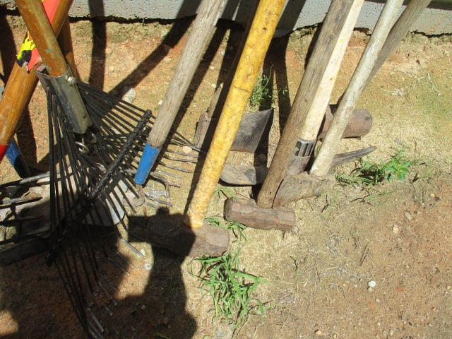 Grouping of Yard Tools-Shovels, Axes, Hammers, Post Hole Diggers, etc. - 4