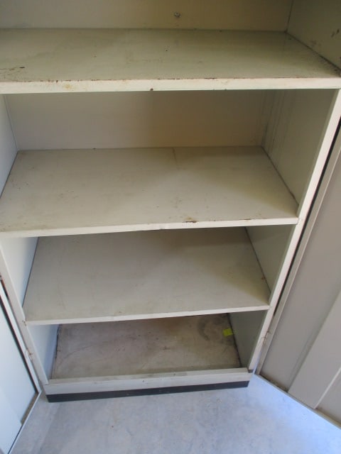 Beige 2 Door Metal Garage Storage Cabinet w/Key - 4