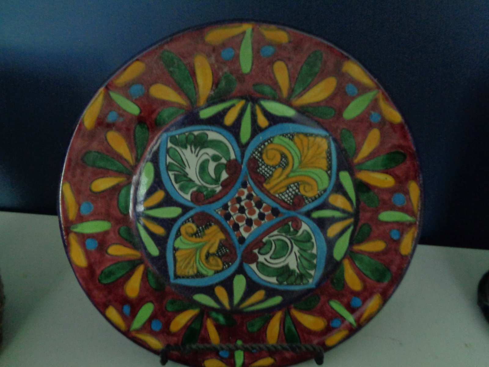 Mexican Folk Art Pottery Plate (1 of 2)