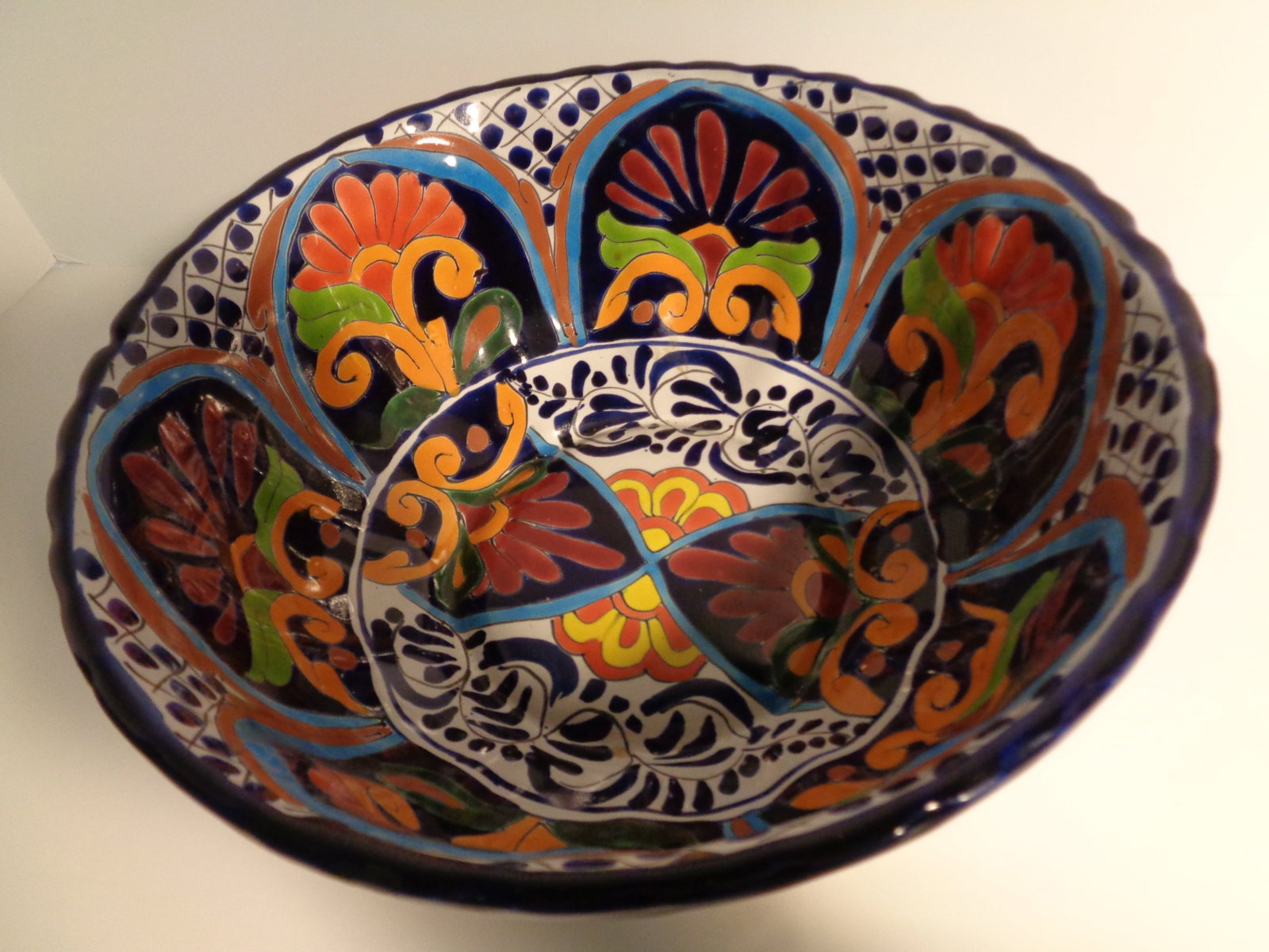 Mexican Hand Painted Centerpiece Bowl (1 of 3)
