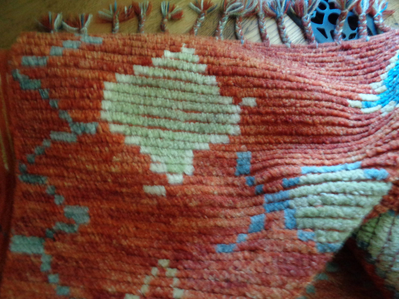 Orange Rug Woven Tassels: 9 x 12 some wear
