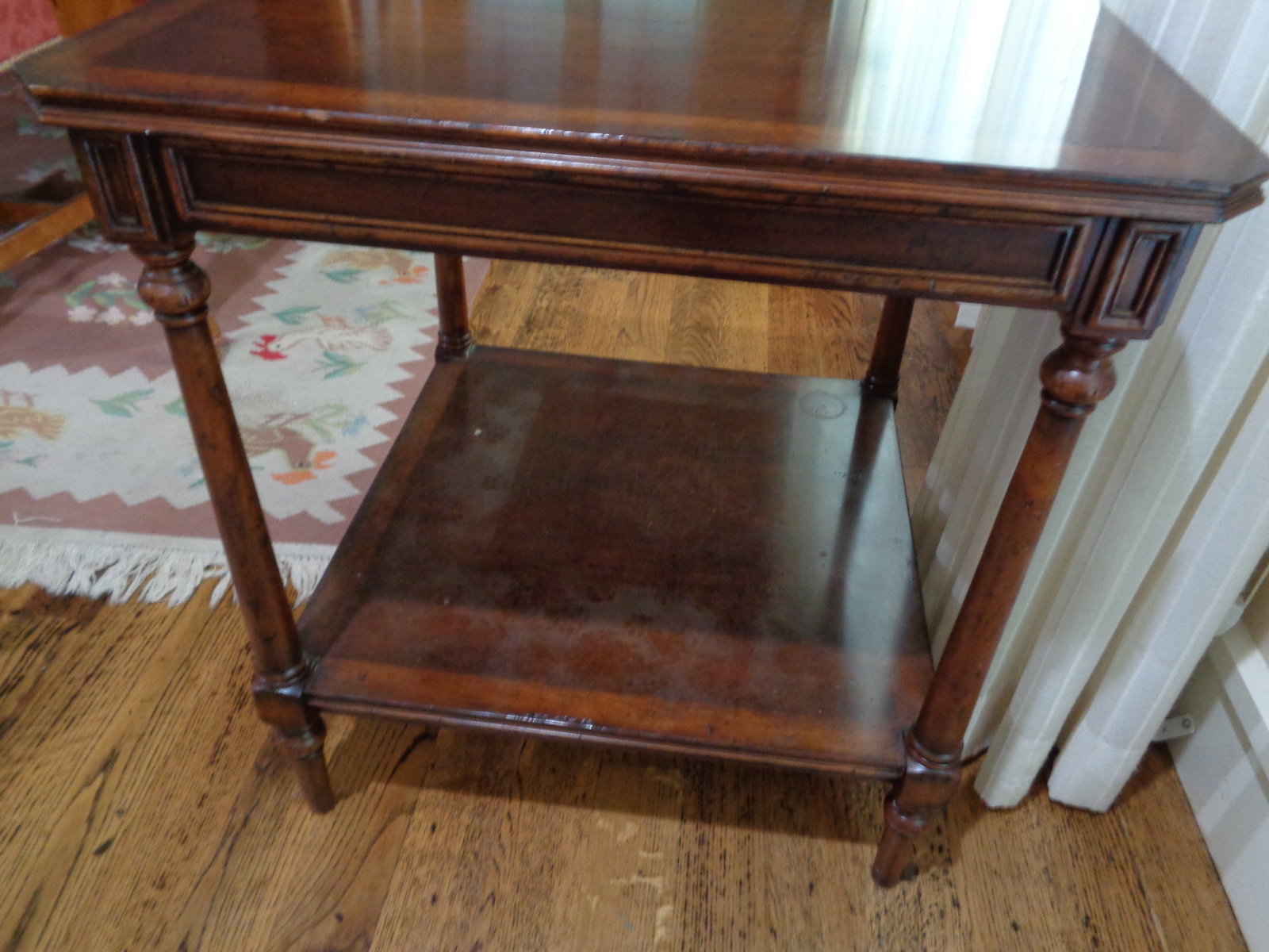 Square Side table lower shelf Mahogany type Finish (1 of 3)