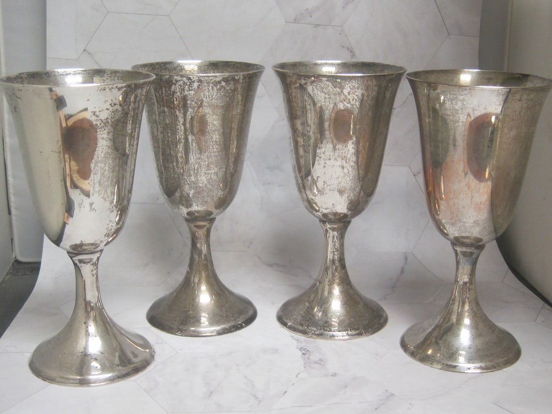 Lot of 4 6 1/2" Reed & Barton Sterling Silver Goblets (1 of 3)