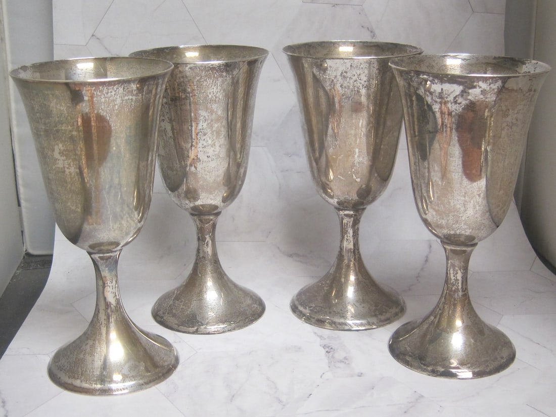 Lot of 4 6 1/2" Reed & Barton Sterling Silver Goblets (1 of 3)
