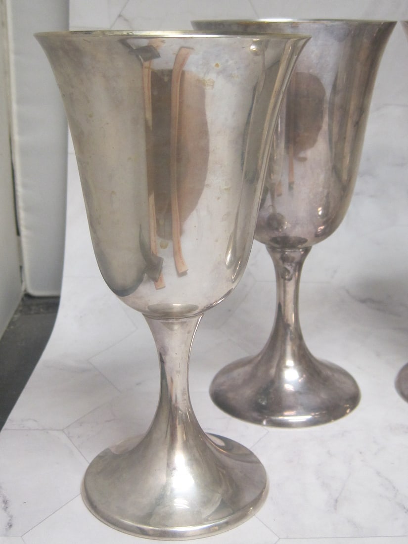 Lot of 4 6 1/2 " Sterling Silver Goblets - 2