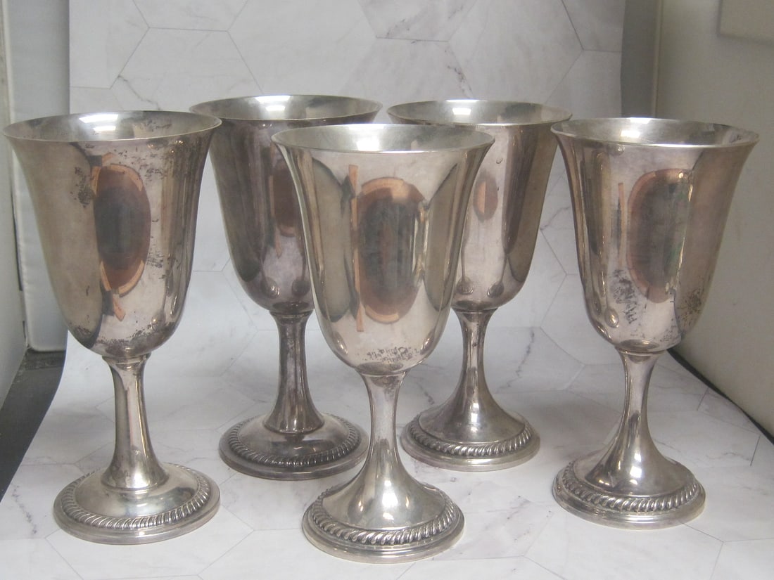 Lot of 5 6 1/2" Sterling Silver Goblets (1 of 5)