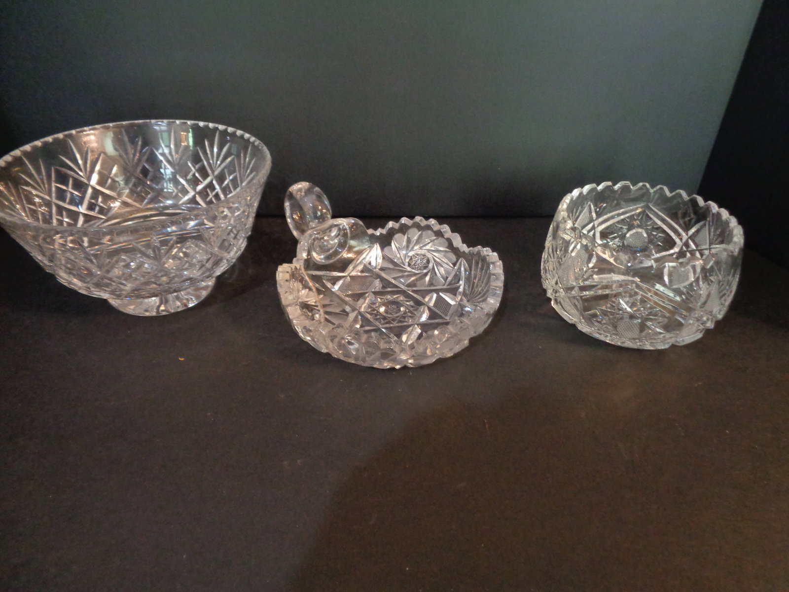 3 Clear Cut Crystal/Glass Pieces: .