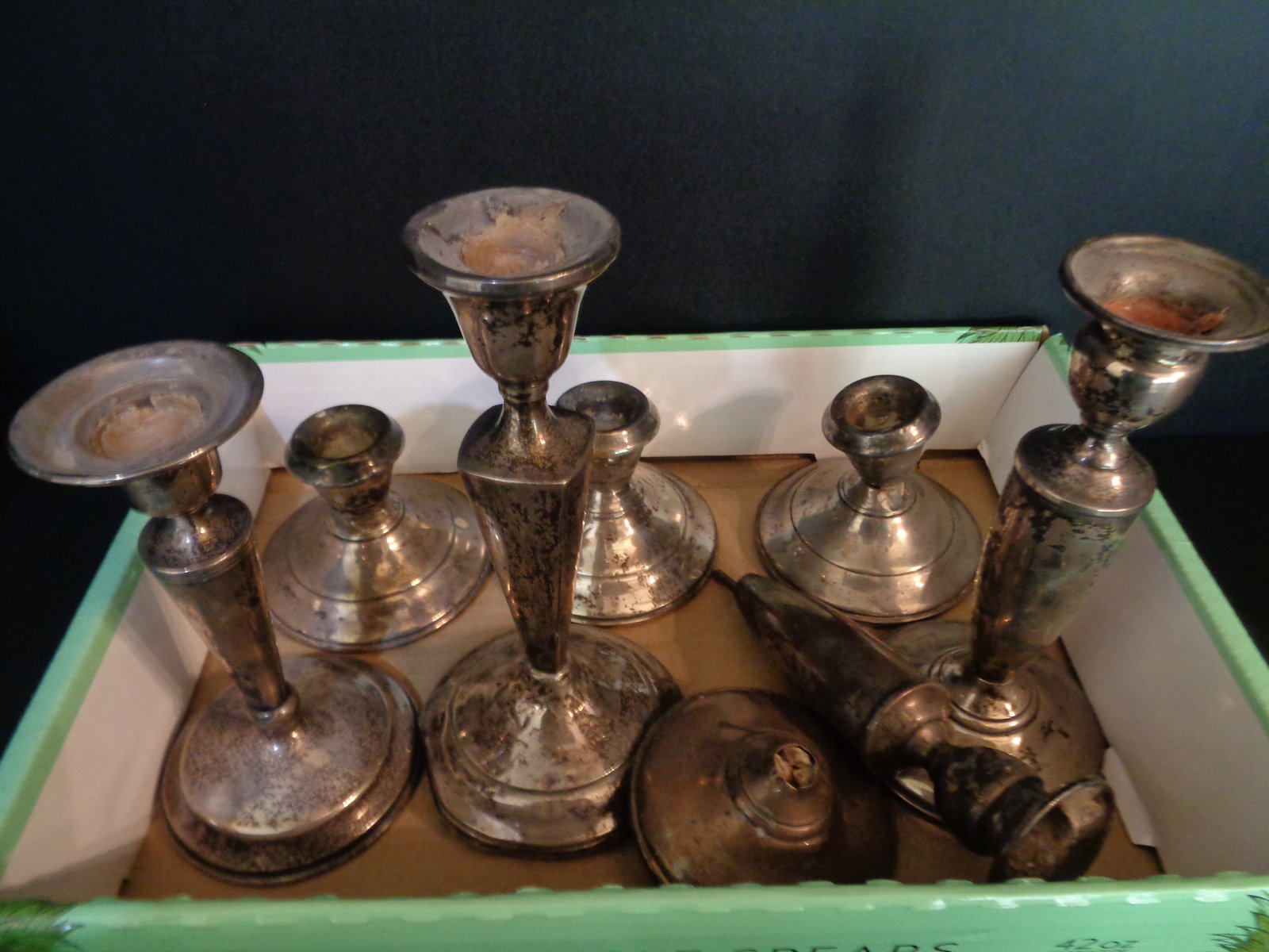 Mostly Weighted Sterling Silver Candle Holders: damaged