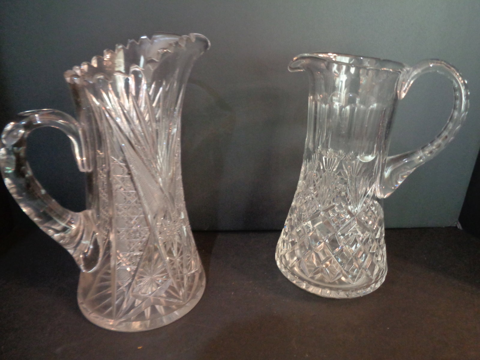 Vintage Cut Crystal heavy Cut Glass Water Pitchers (1 of 5)