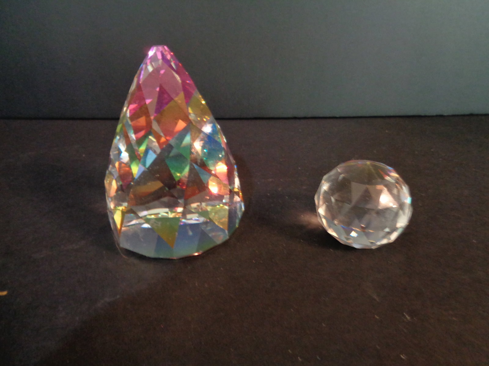 2 Faceted Rainbow Crystal Paperweights (1 of 2)