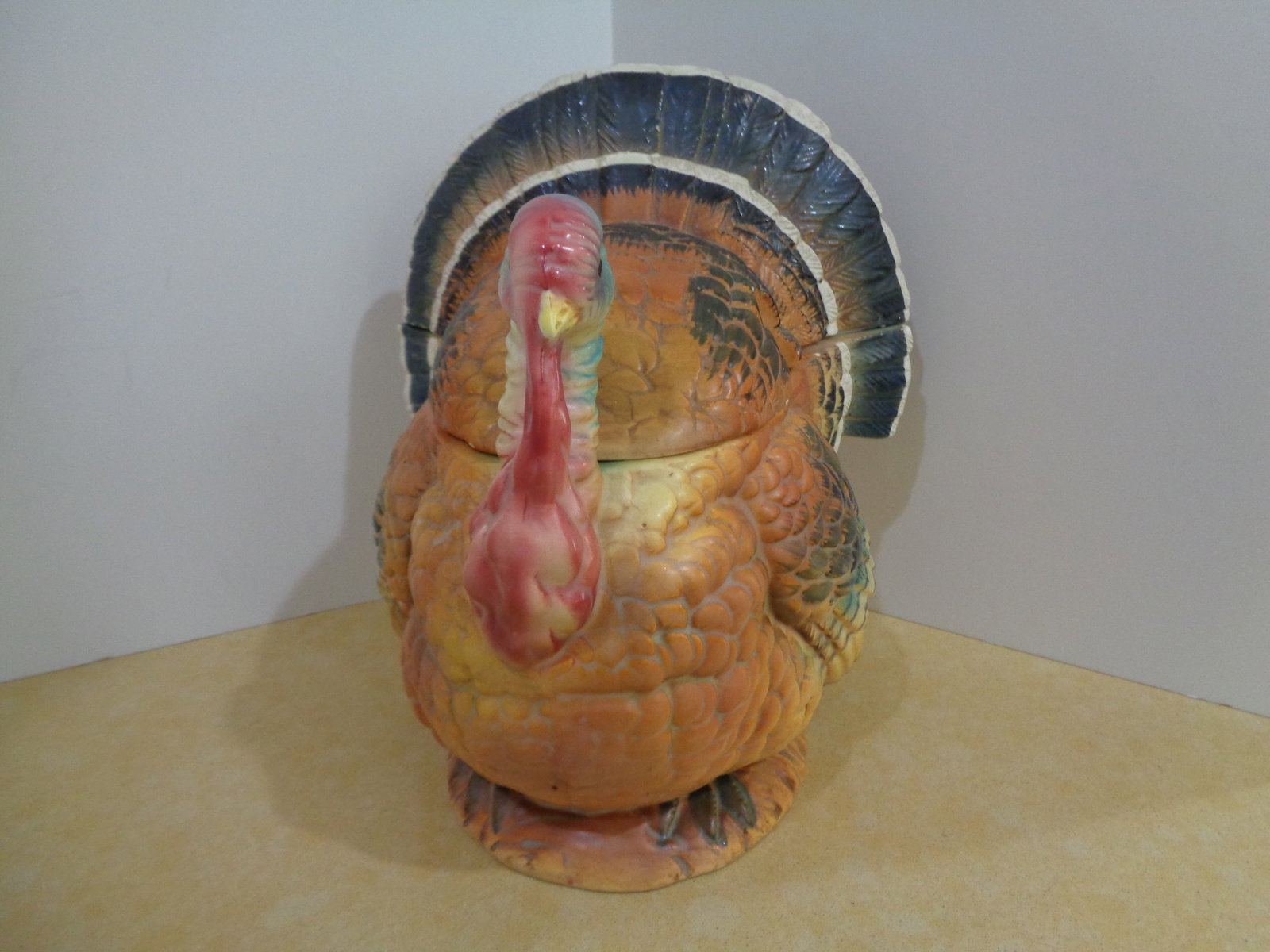 Vintage Ceramic Turkey Tureen: missing Ladle, Few chips