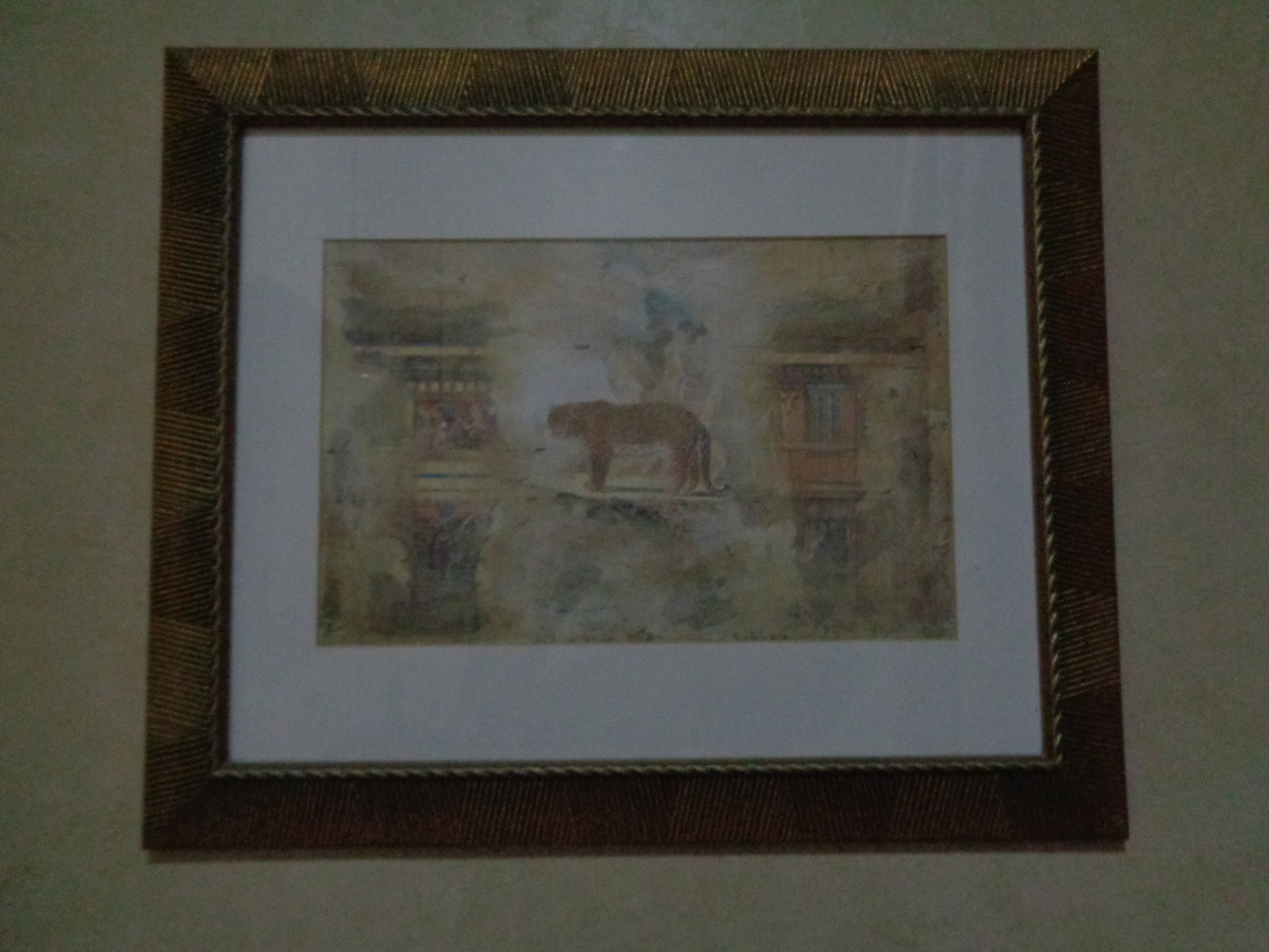 Gold Framed Animal Picture: 19x23 1/2 inches