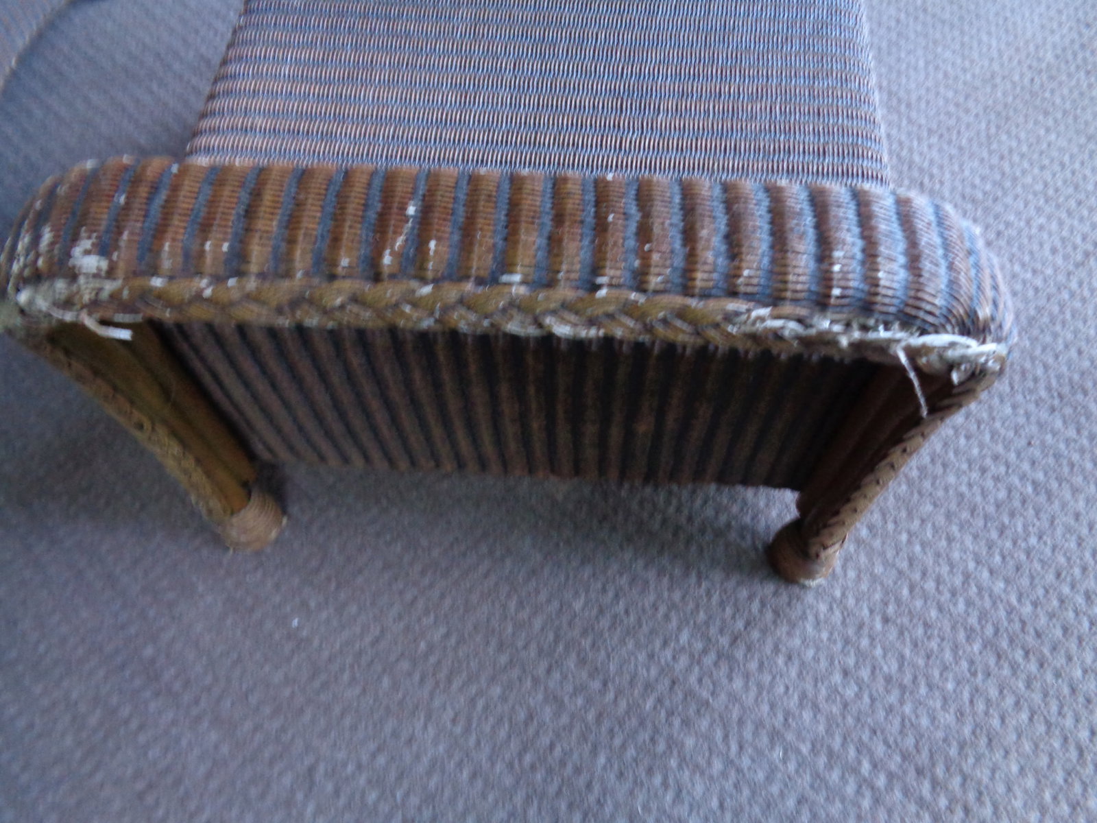2 Plastic Basket Weave Wicker Porch Chairs with cushions & foot stool - 9