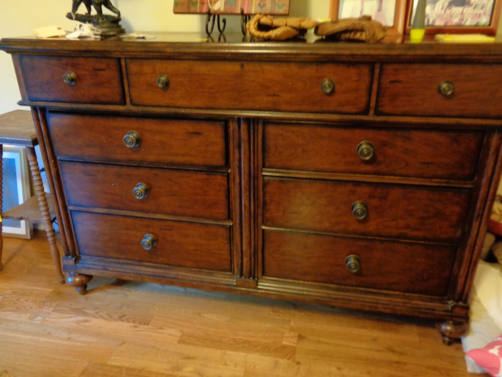 Stanley Dresser Molded trim, Bun Feet: Heavy, few marks very nice! 44Tall x 22 x 64 Long